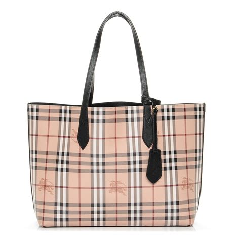 burberry reversible tote black|Burberry medium canvas check tote.